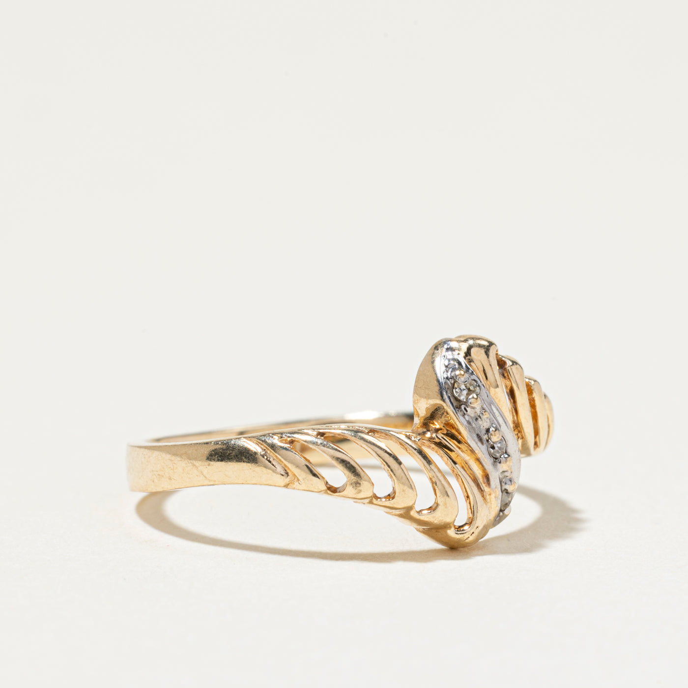 Diamond Open Grooved Bypass Ring | SZ 5.25