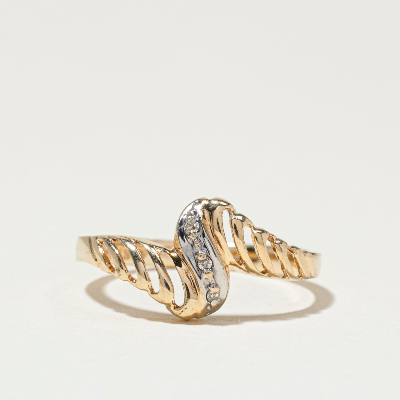 Diamond Open Grooved Bypass Ring | SZ 5.25