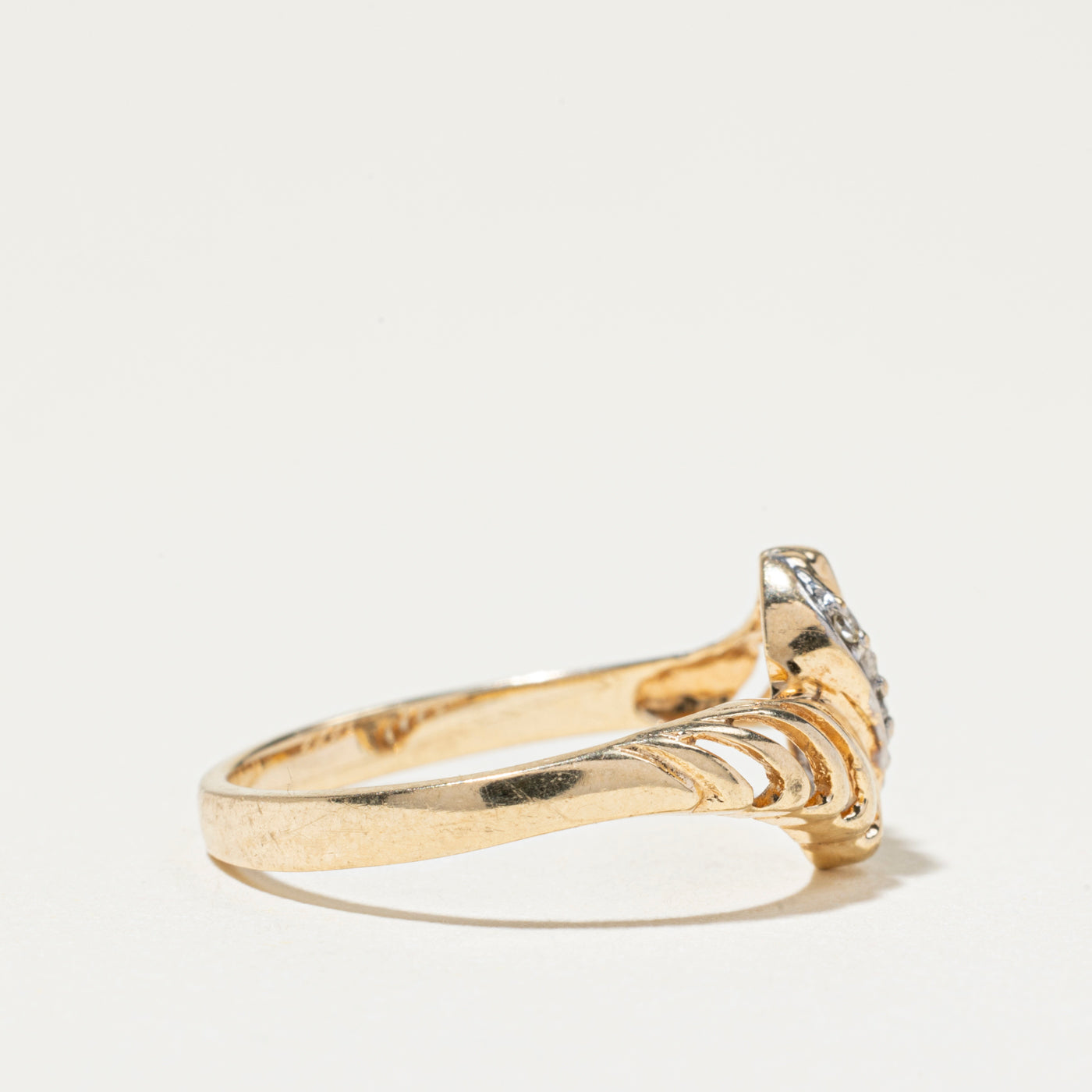 Diamond Open Grooved Bypass Ring | SZ 5.25