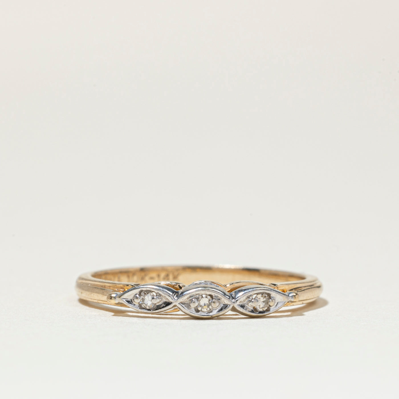 Two Tone Gold Diamond Marquise Band | SZ 6