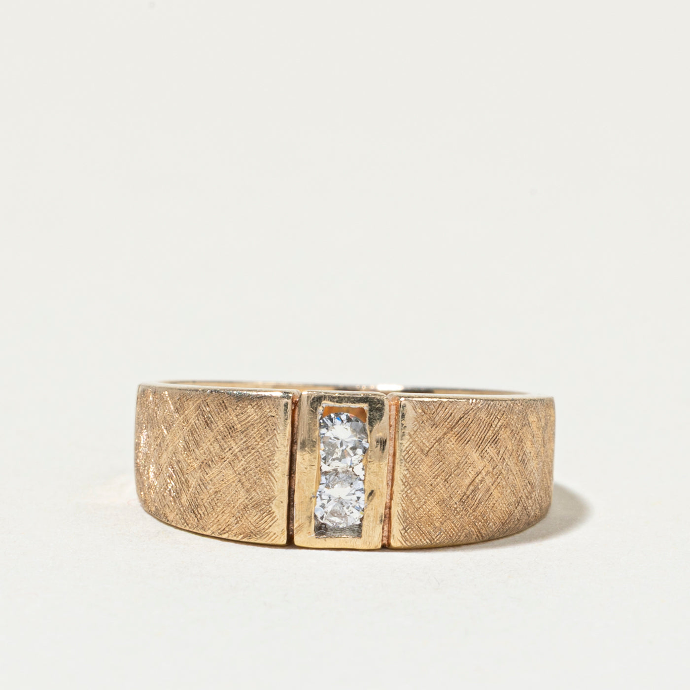 Two Stone Diamond Textured Band | SZ 5.5