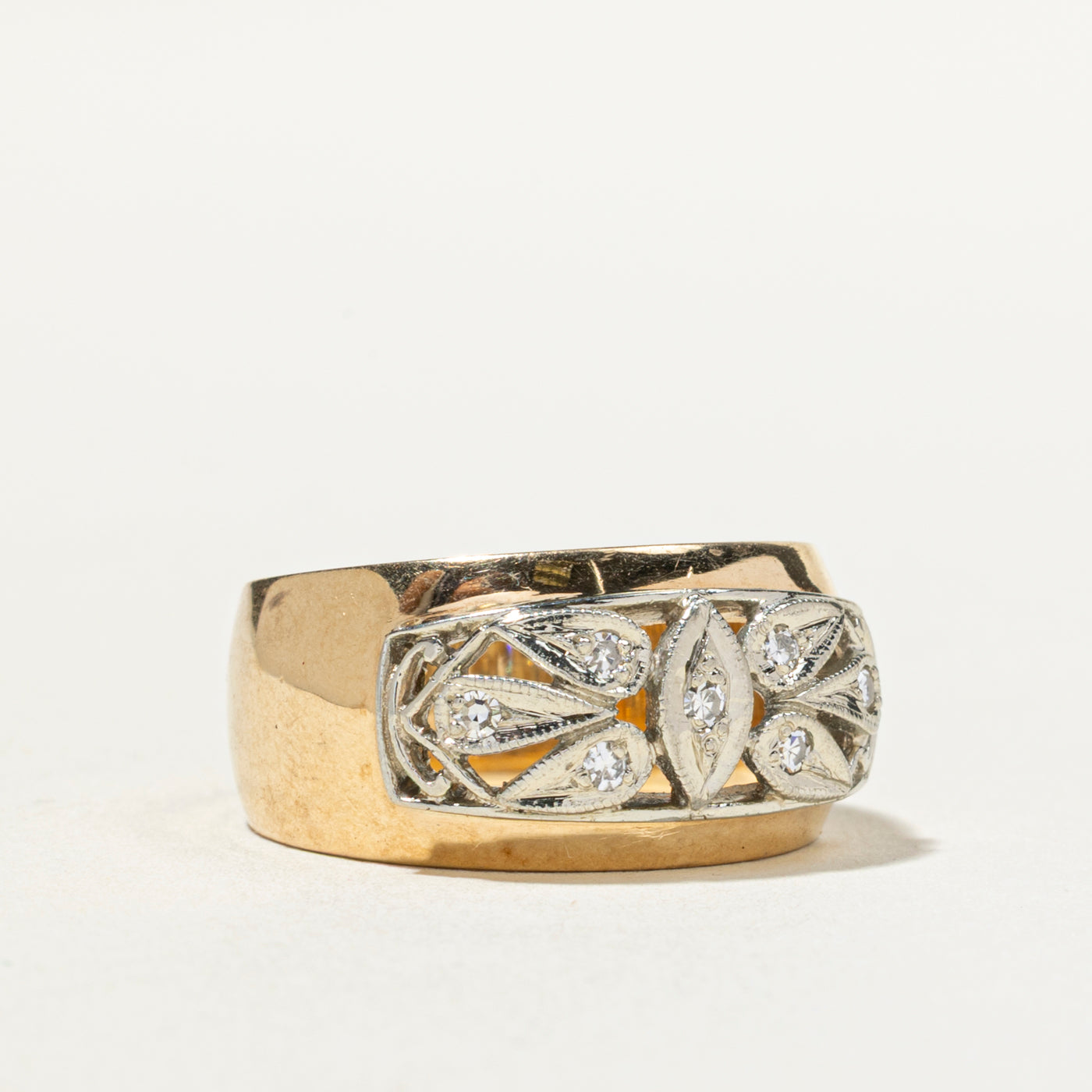 Diamond Ornate Openwork Cocktail Ring | SZ 6.5