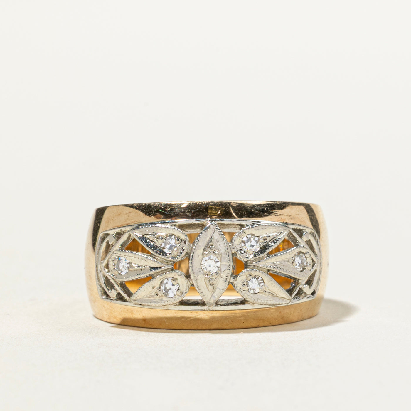 Diamond Ornate Openwork Cocktail Ring | SZ 6.5