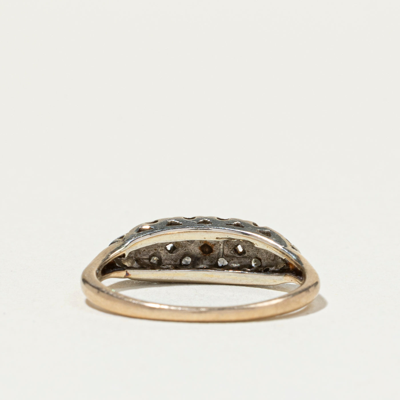 Double Row Diamond Boat Shaped Ring | SZ 4.5