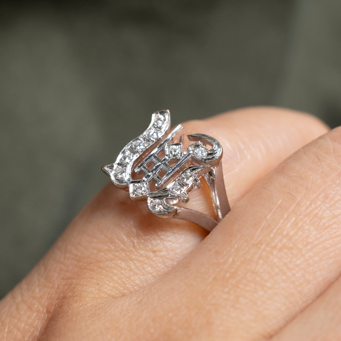 Diamond "M" Initial Ring | SZ 4.25