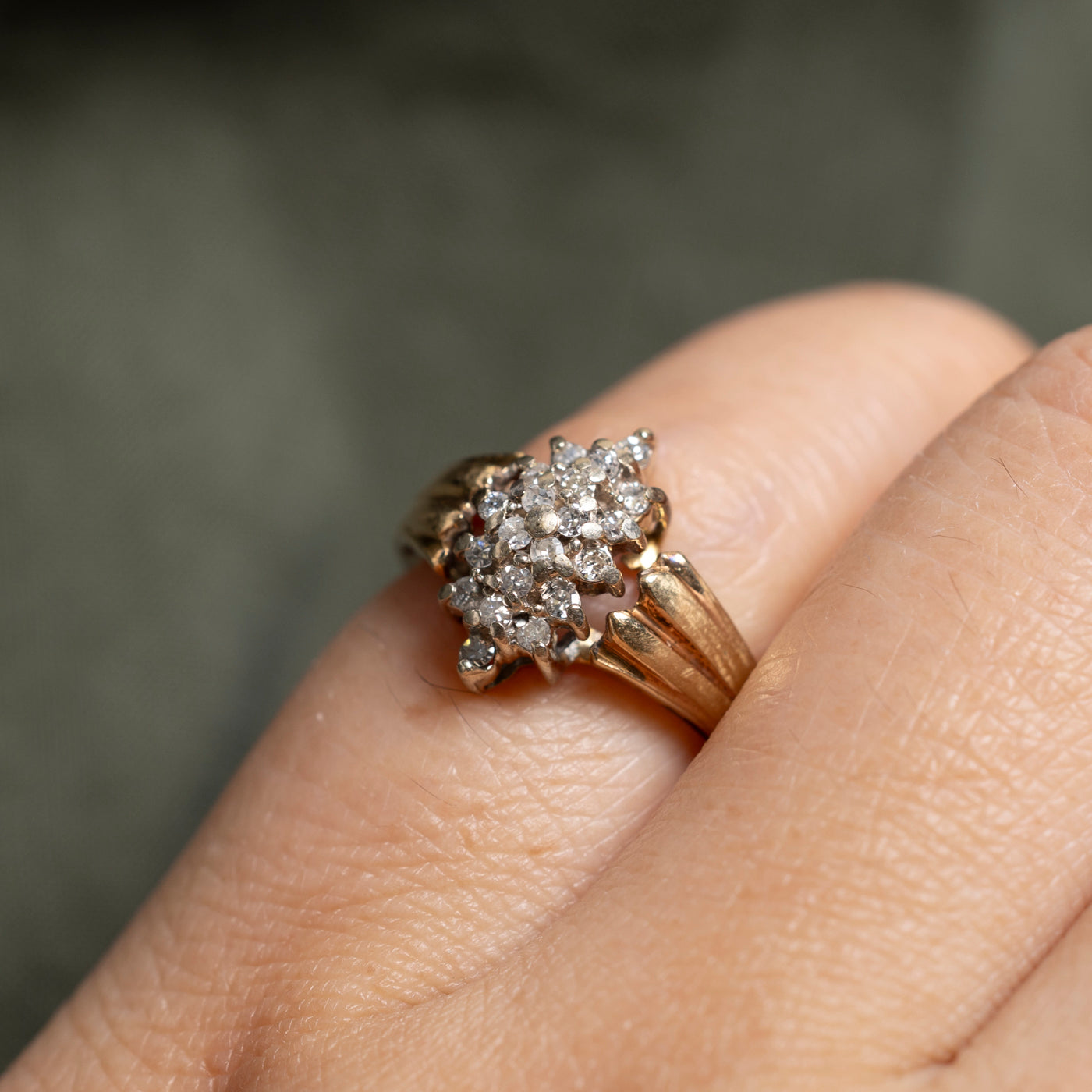 Diamond Marquise Cluster Grooved Ring | SZ 3.5