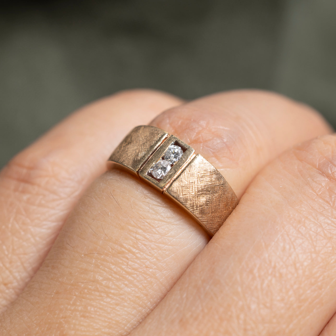 Two Stone Diamond Textured Band | SZ 5.5