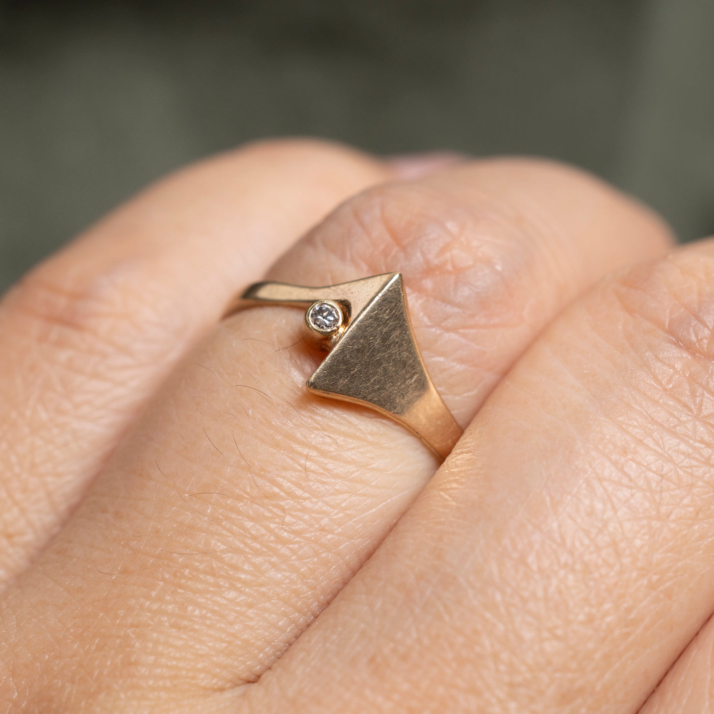 Bezel Set Diamond Abstract Ring | SZ 6