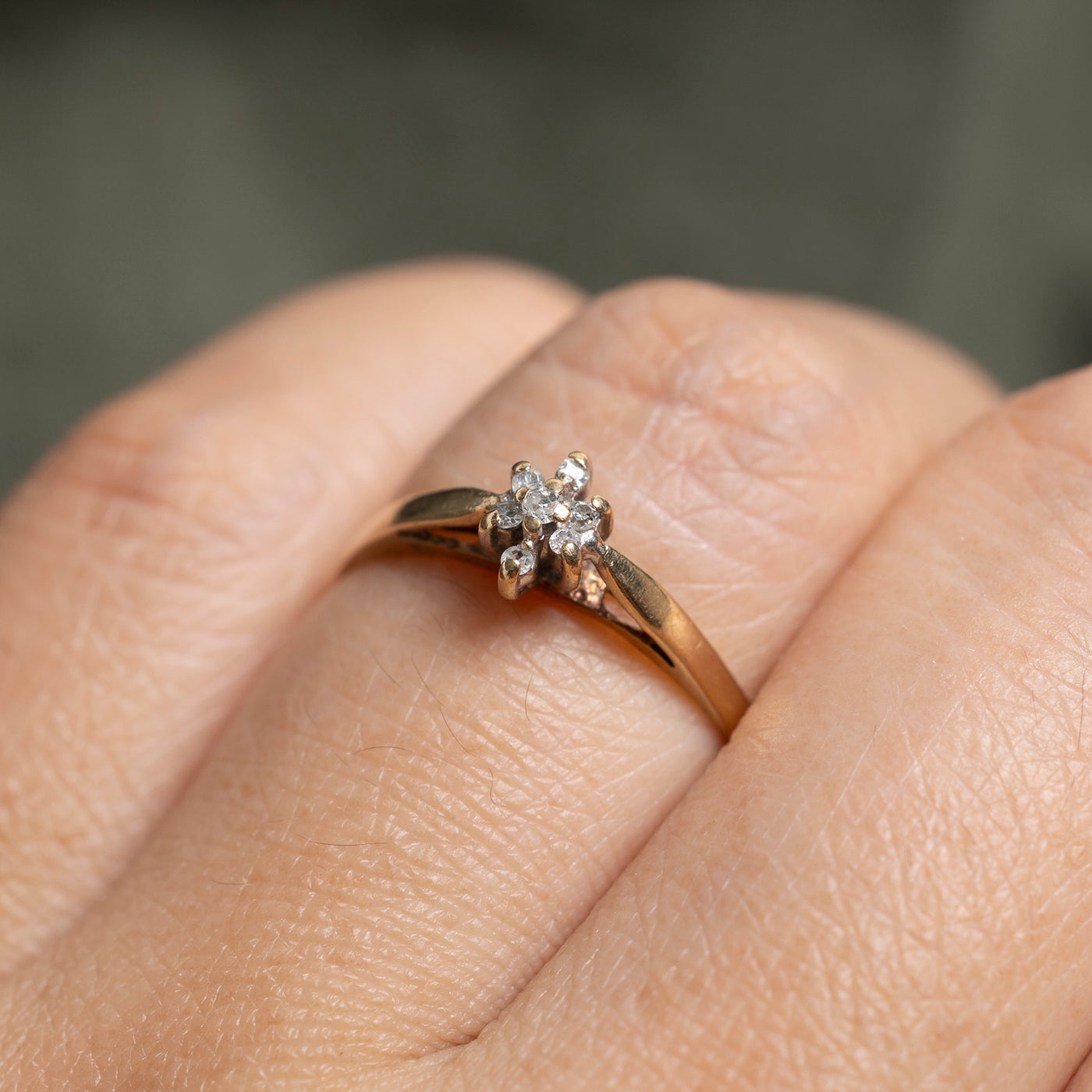 Diamond Petal Cluster Petite Ring | SZ 7