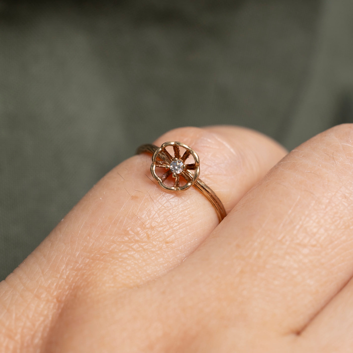 Bague florale ajourée en diamants | Taille 3,5
