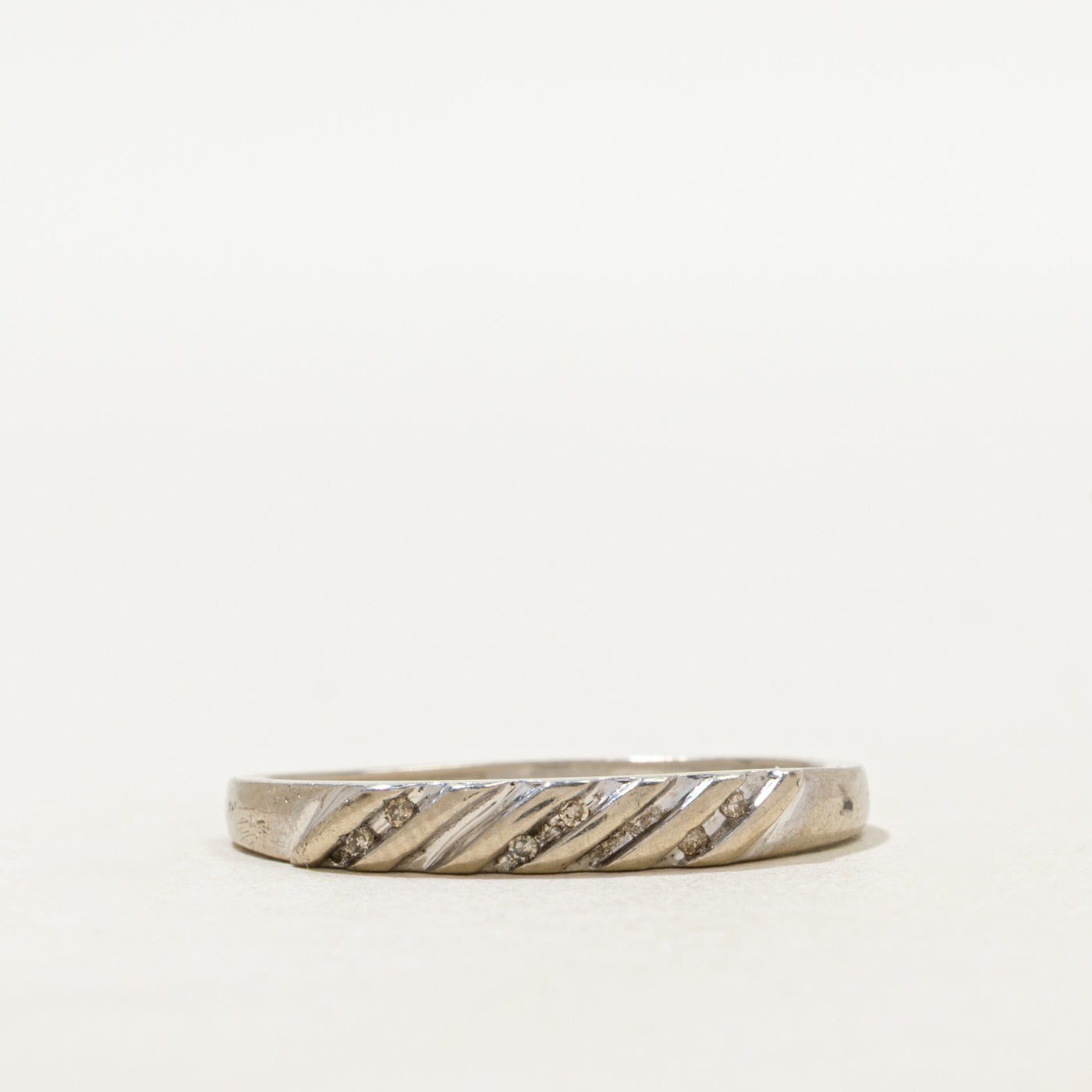 Semi Eternity Diamond Diagonal Grooved Band | SZ 8