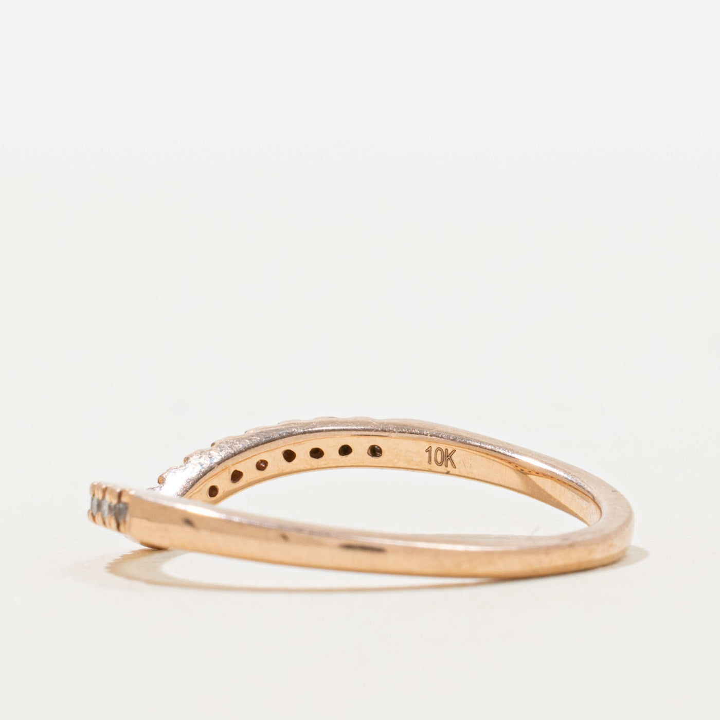 Rose Gold Semi Eternity Diamond Chevron Ring | SZ 7