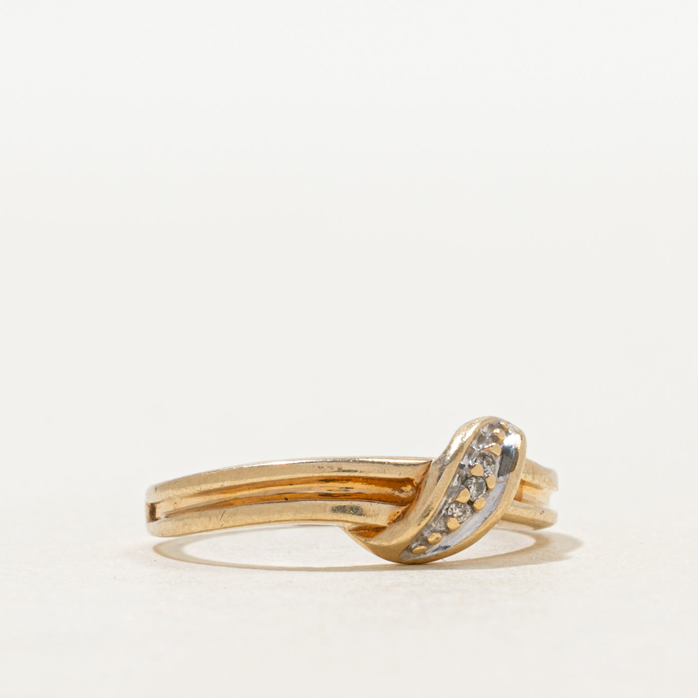 Yellow Gold Diamond Waterfall Cross Over Ring | SZ 4.5