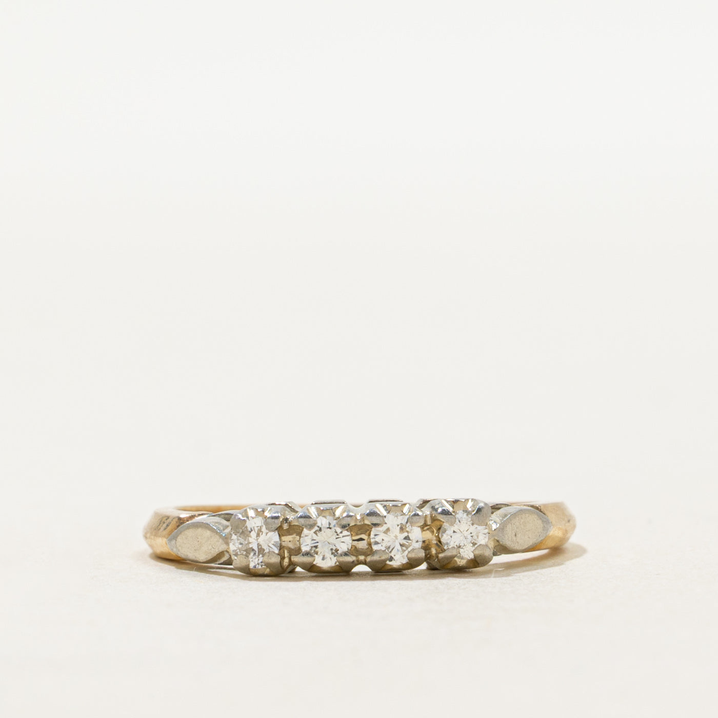 Two Tone Gold Four Stone Diamond Band | SZ 6.5