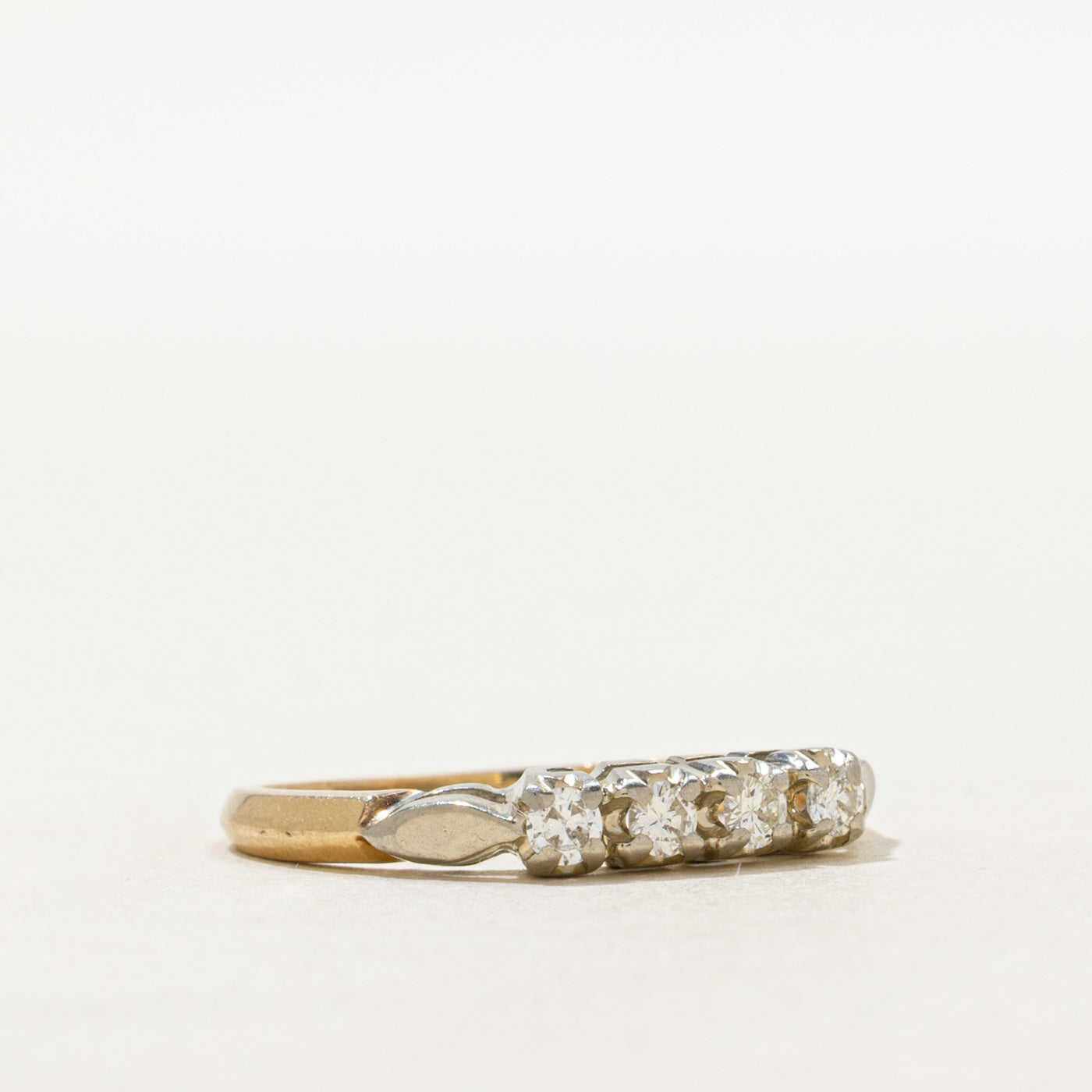 Two Tone Gold Four Stone Diamond Band | SZ 6.5