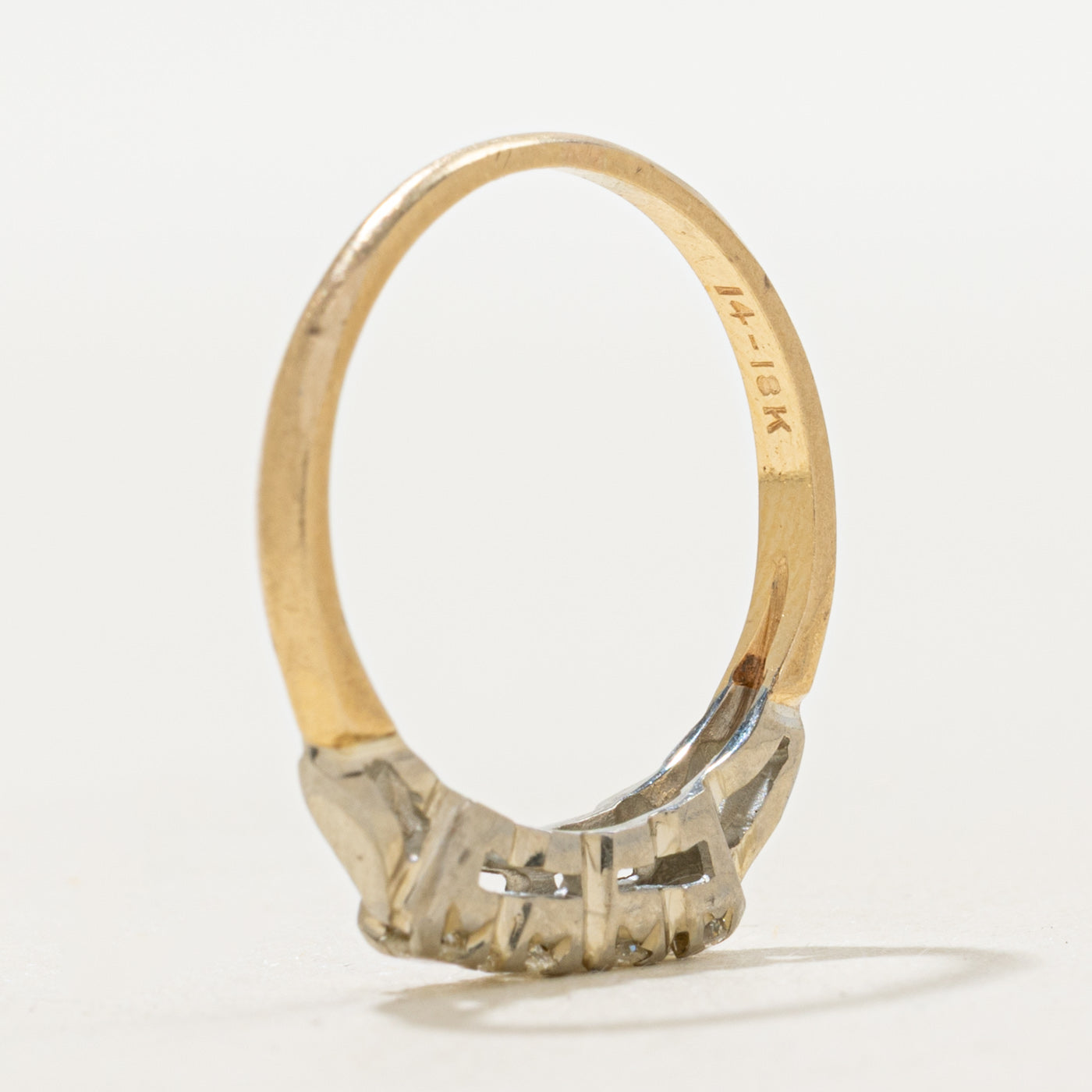 Two Tone Gold Four Stone Diamond Band | SZ 6.5