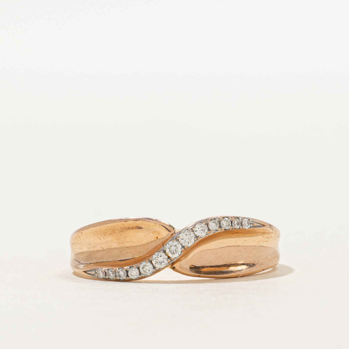 Rose Gold Diamond Waterfall Cross Over Ring | SZ 6.25