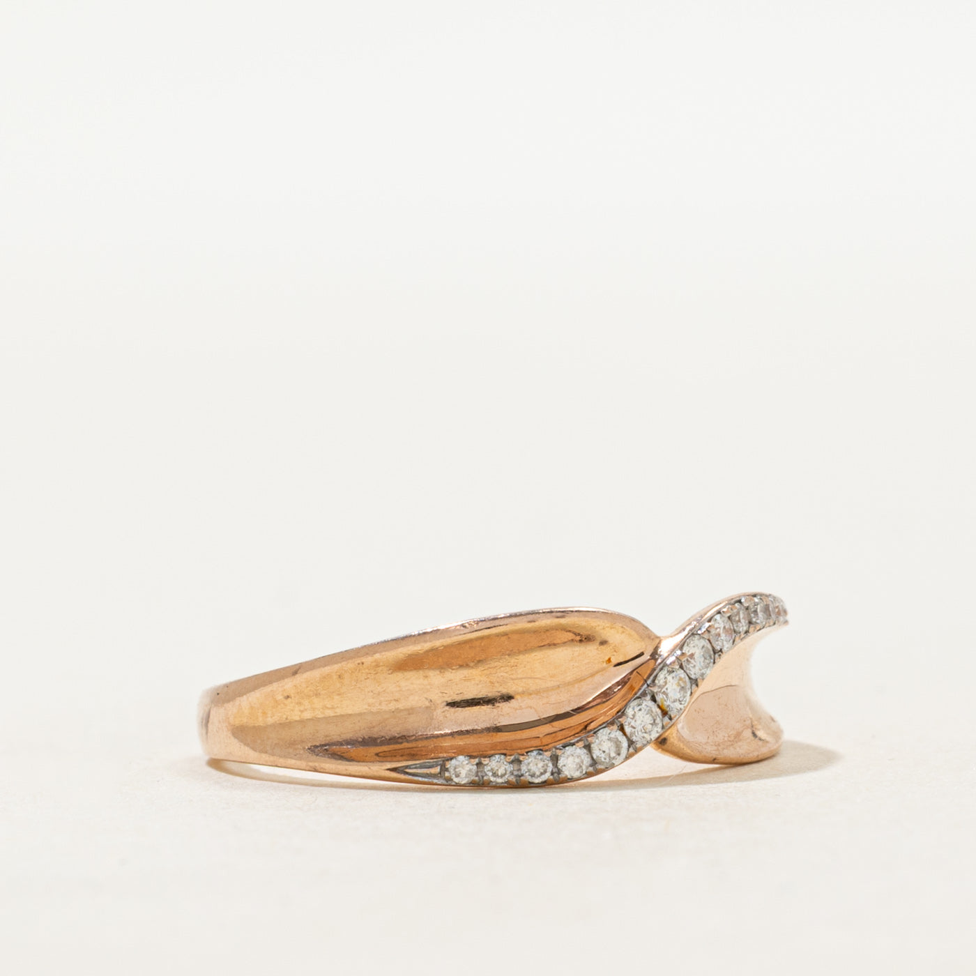 Rose Gold Diamond Waterfall Cross Over Ring | SZ 6.25