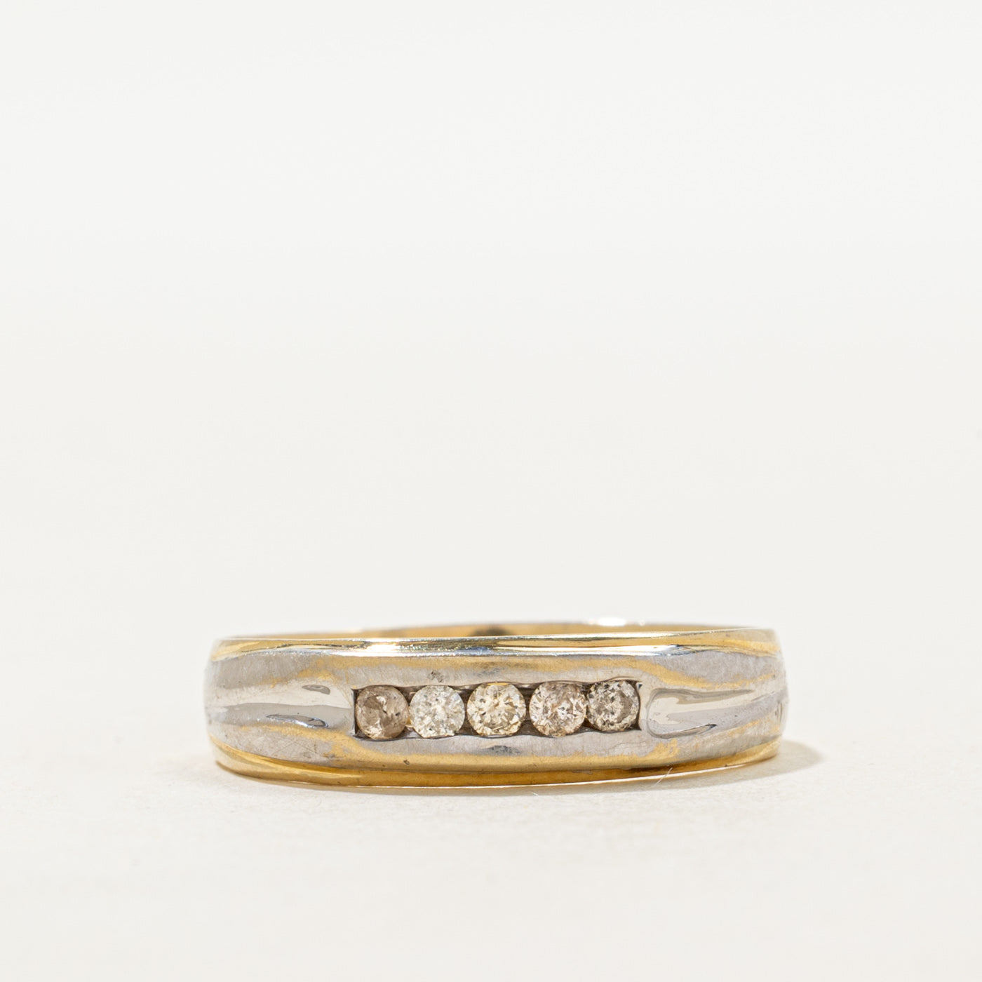 Two Tone Five Stone Diamond Ring | SZ 9.5