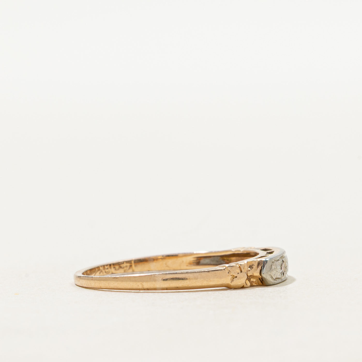 Two Stone Diamond Engraved Band | SZ 5.75