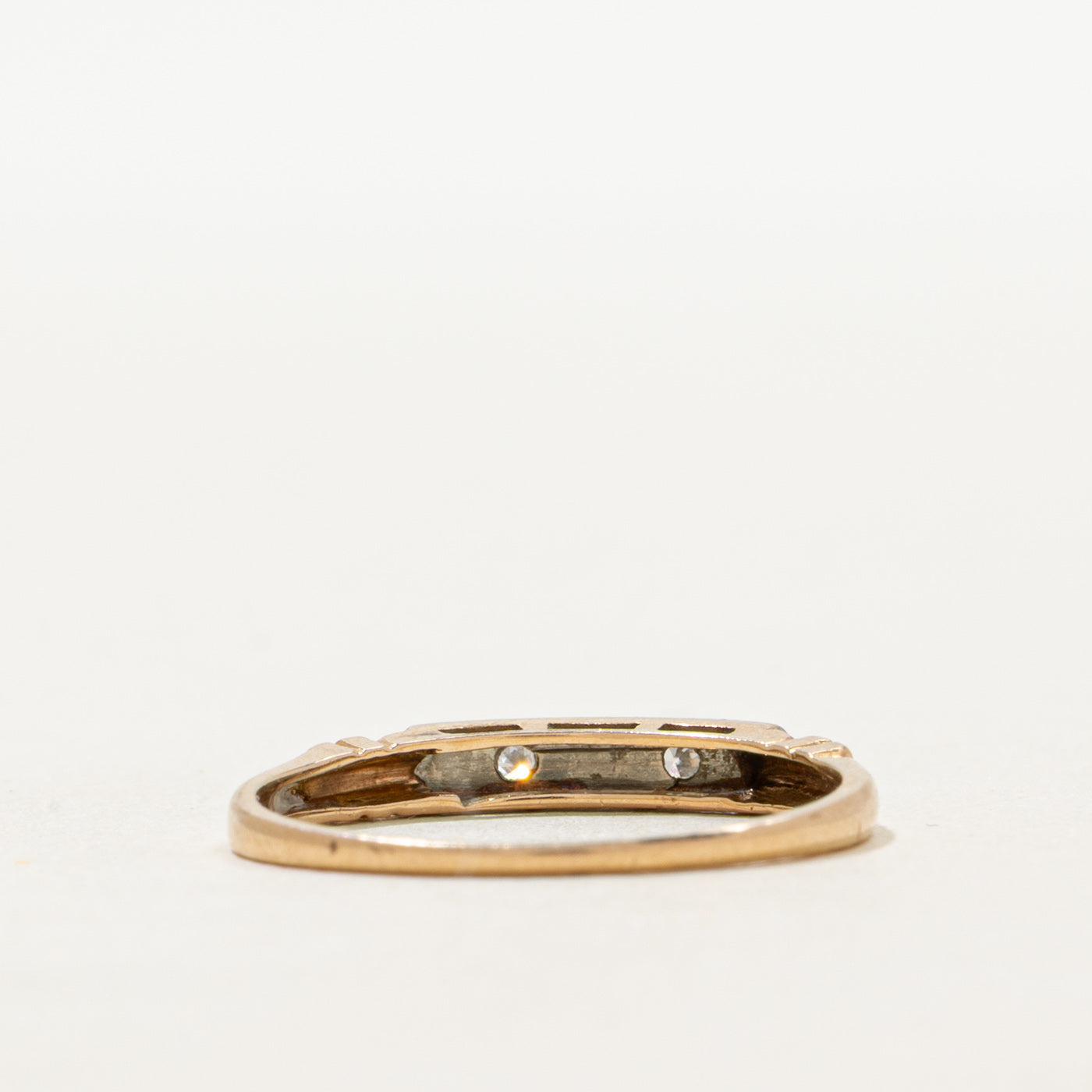 Two Stone Diamond Engraved Band | SZ 5.75