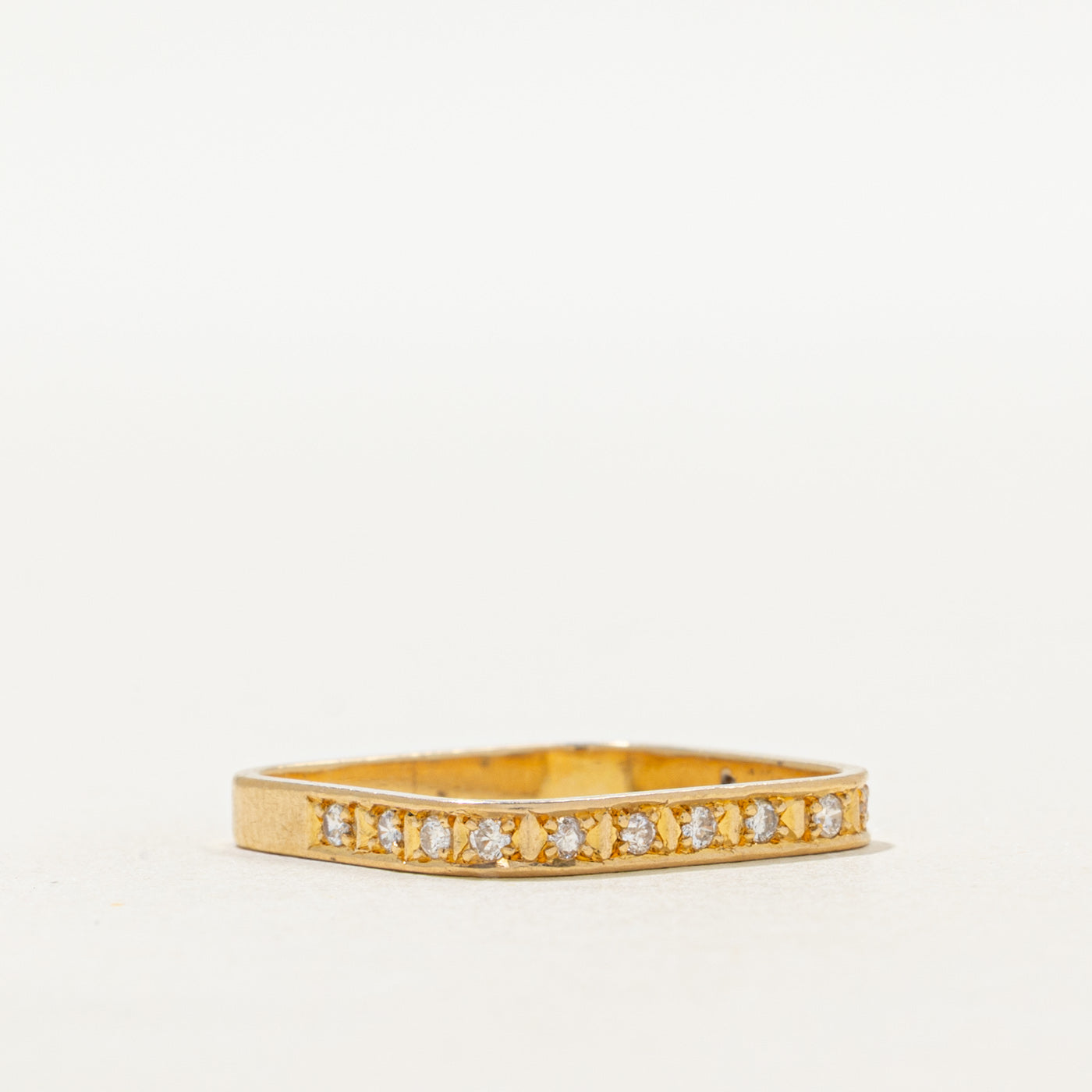 18k Semi Eternity Diamond Soft Square Band | 2.45mm | SZ 4.75