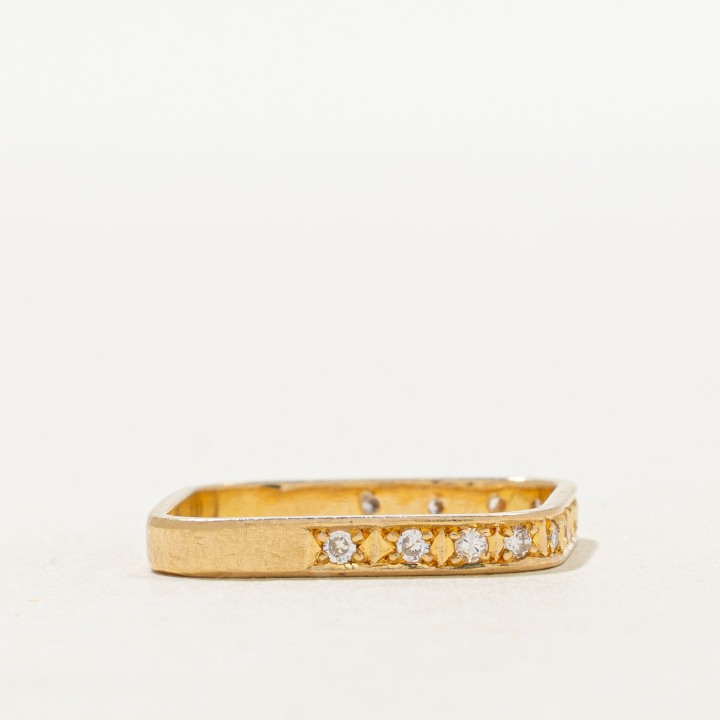 18k Semi Eternity Diamond Soft Square Band | 2.45mm | SZ 4.75