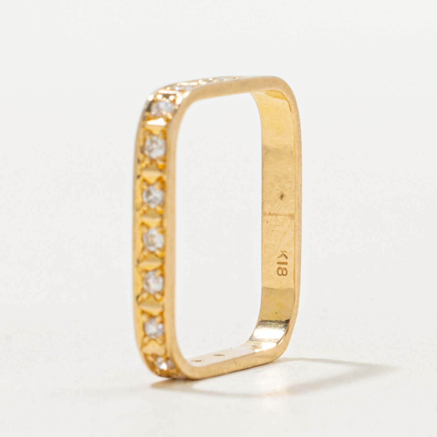 18k Semi Eternity Diamond Soft Square Band | 2.45mm | SZ 4.75