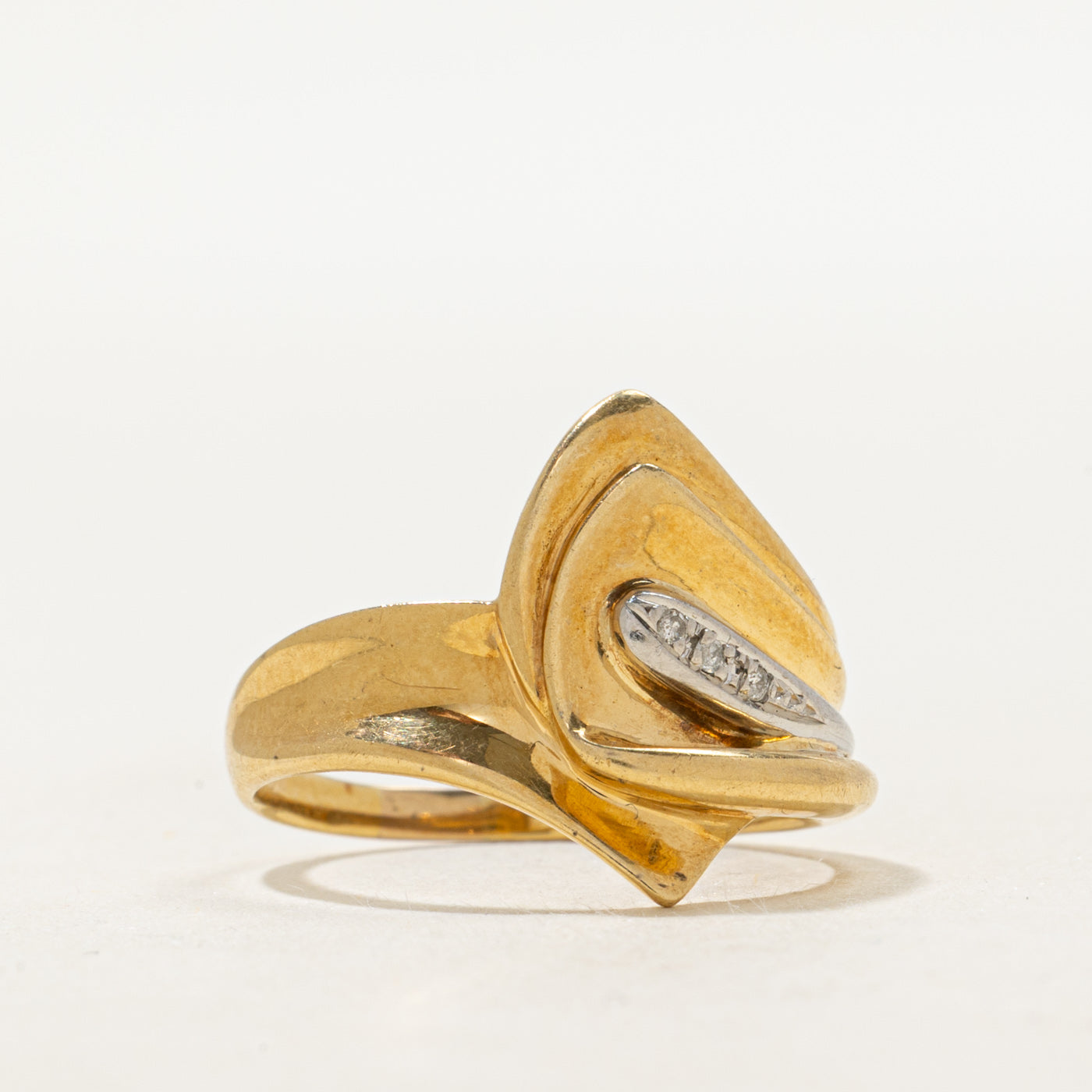 Diamond Grooved Chunky Bypass Ring | SZ 6.75