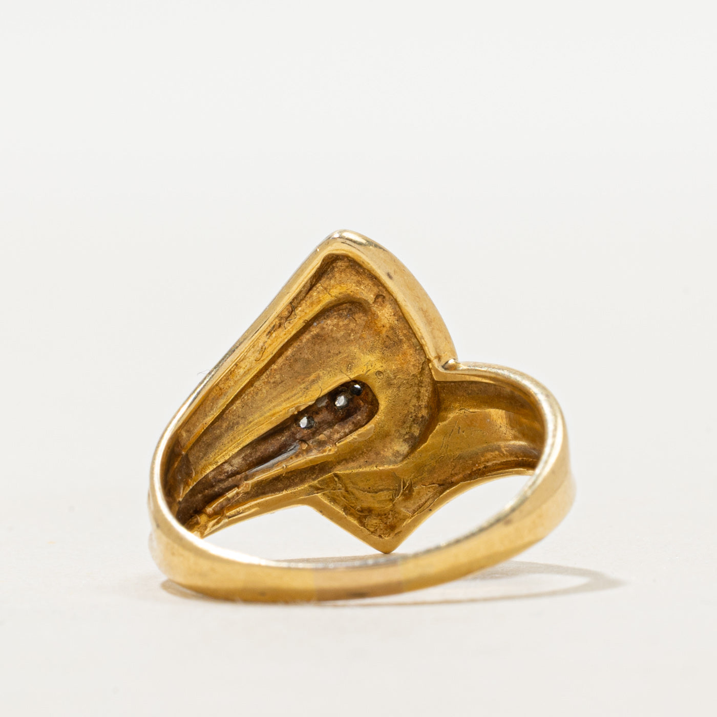 Diamond Grooved Chunky Bypass Ring | SZ 6.75