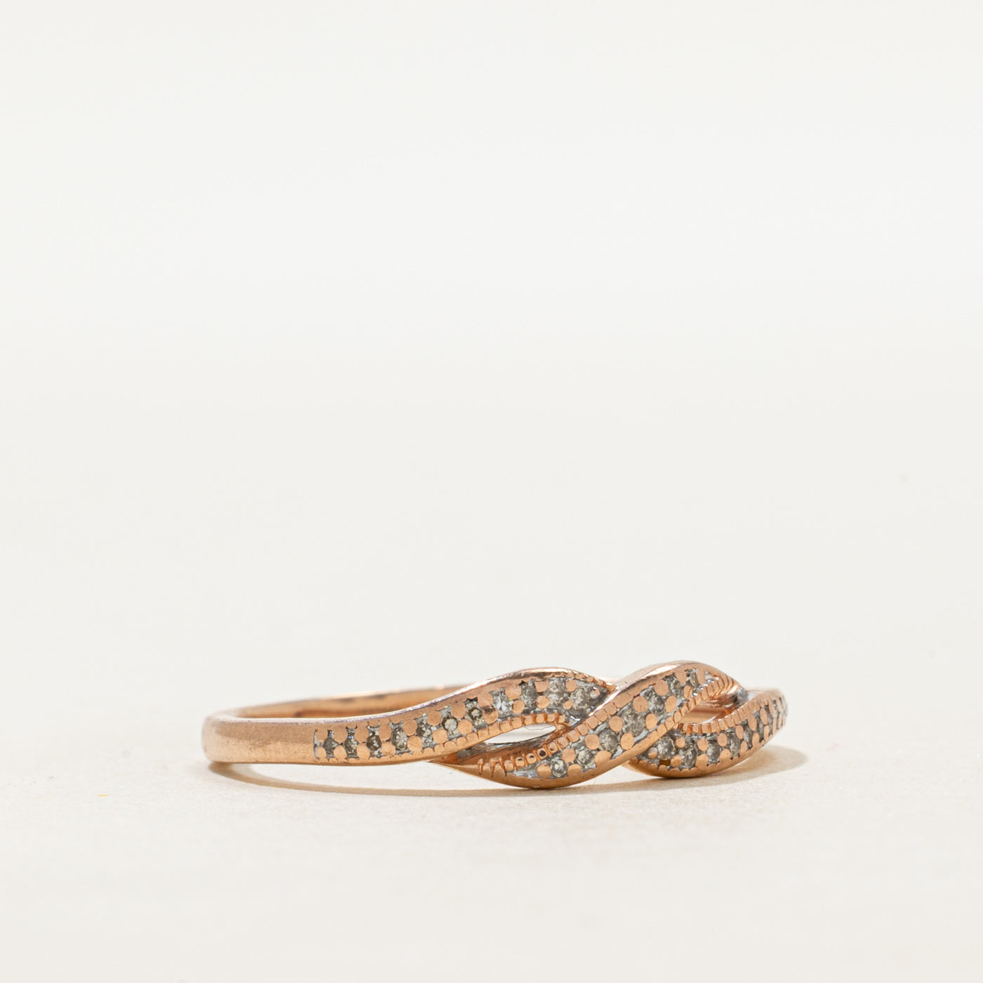 Rose Gold Diamond Crossover Ring | SZ 9.75