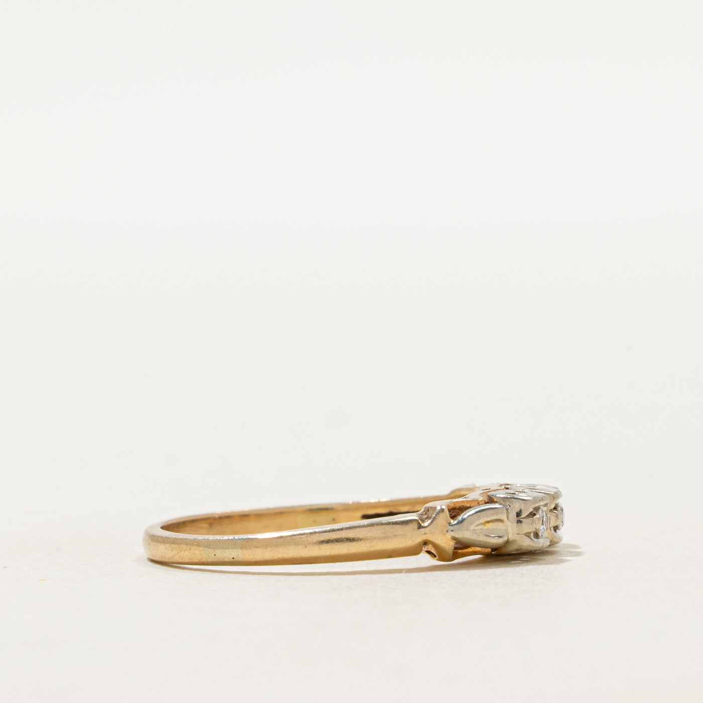 Two Tone Gold Three Stone Diamond Ring | SZ 6.75
