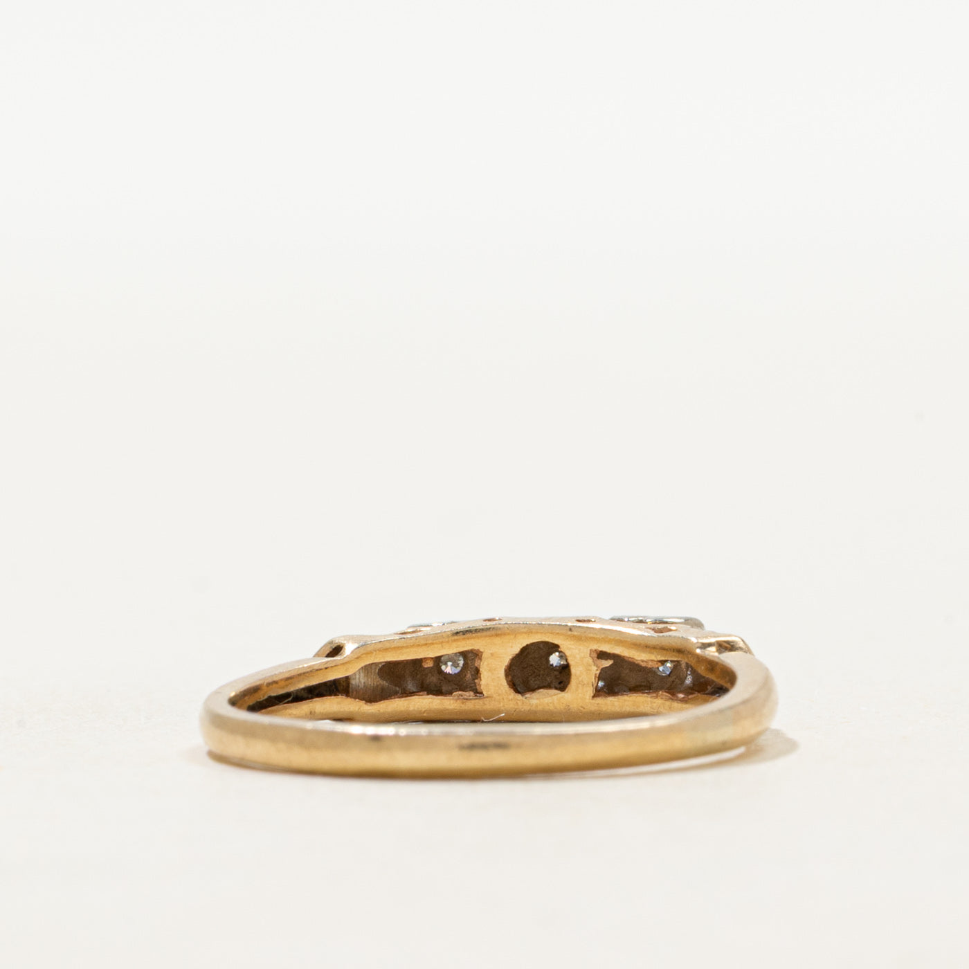 Two Tone Gold Three Stone Diamond Ring | SZ 6.75