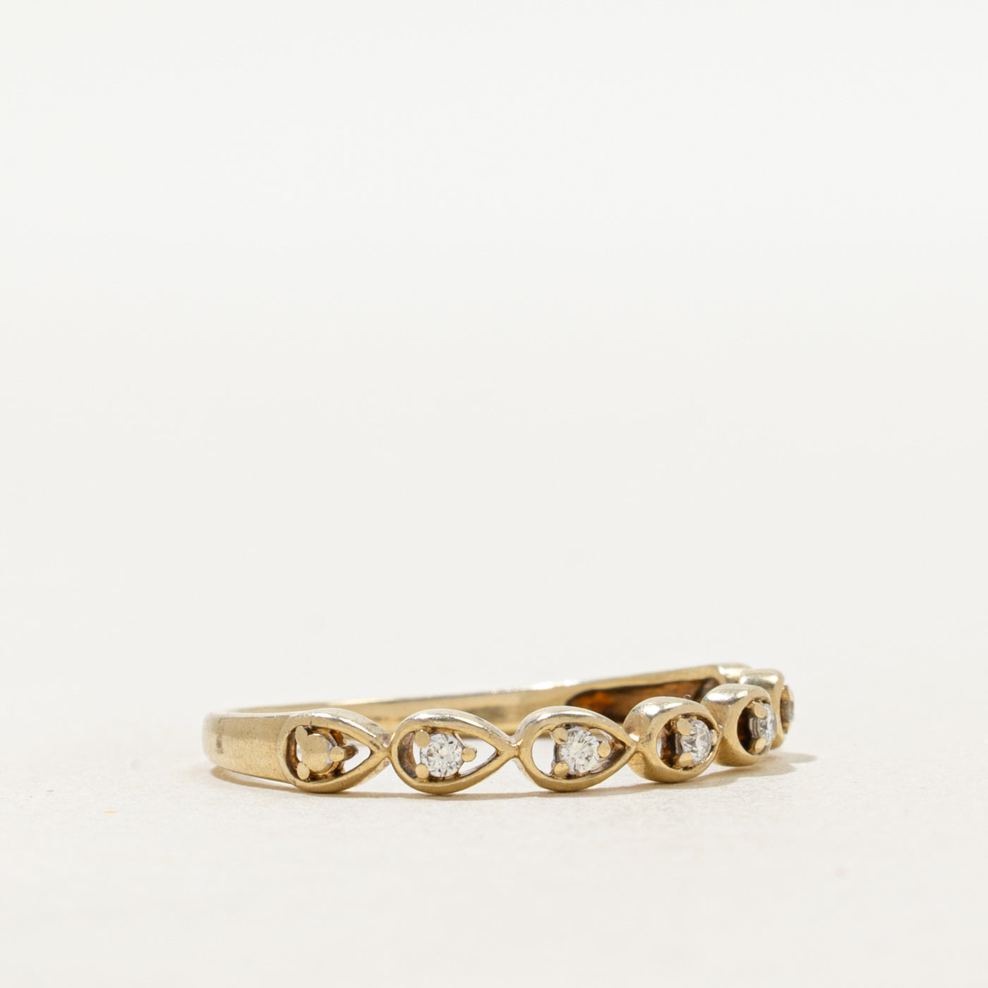 Semi Eternity Diamond Pear Patterned Ring | SZ 6.75