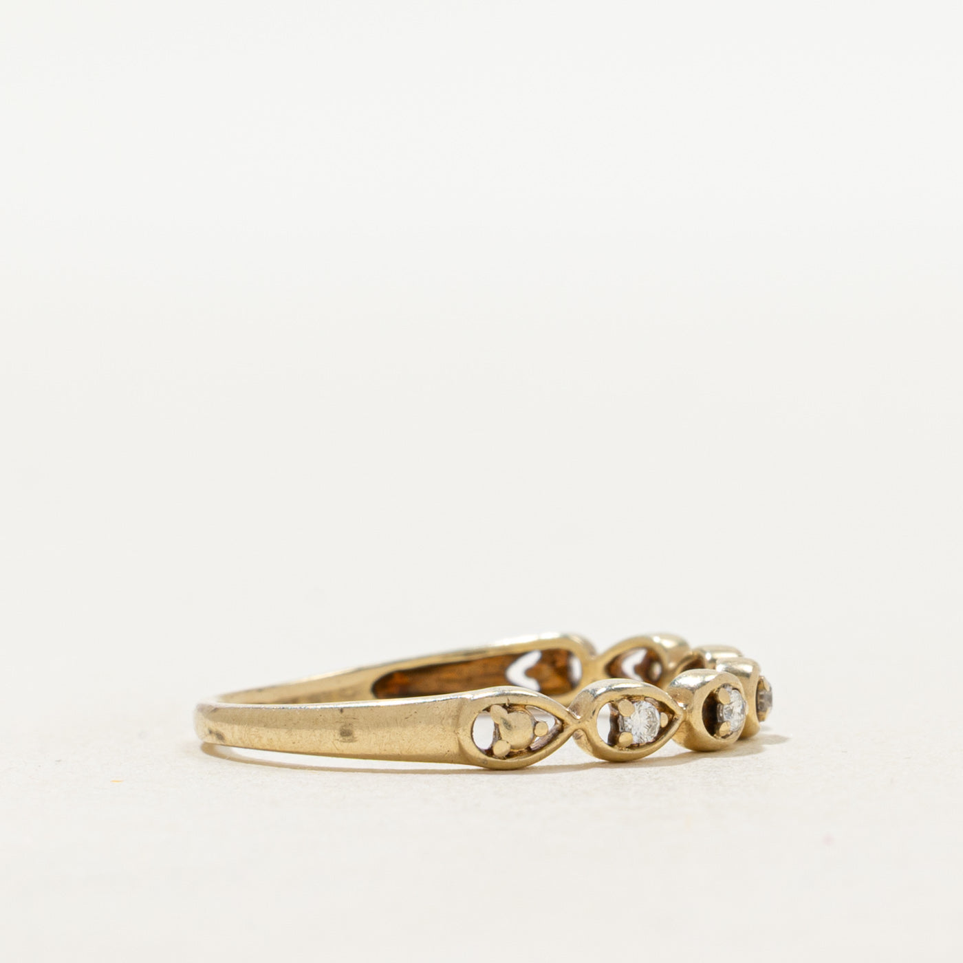 Semi Eternity Diamond Pear Patterned Ring | SZ 6.75