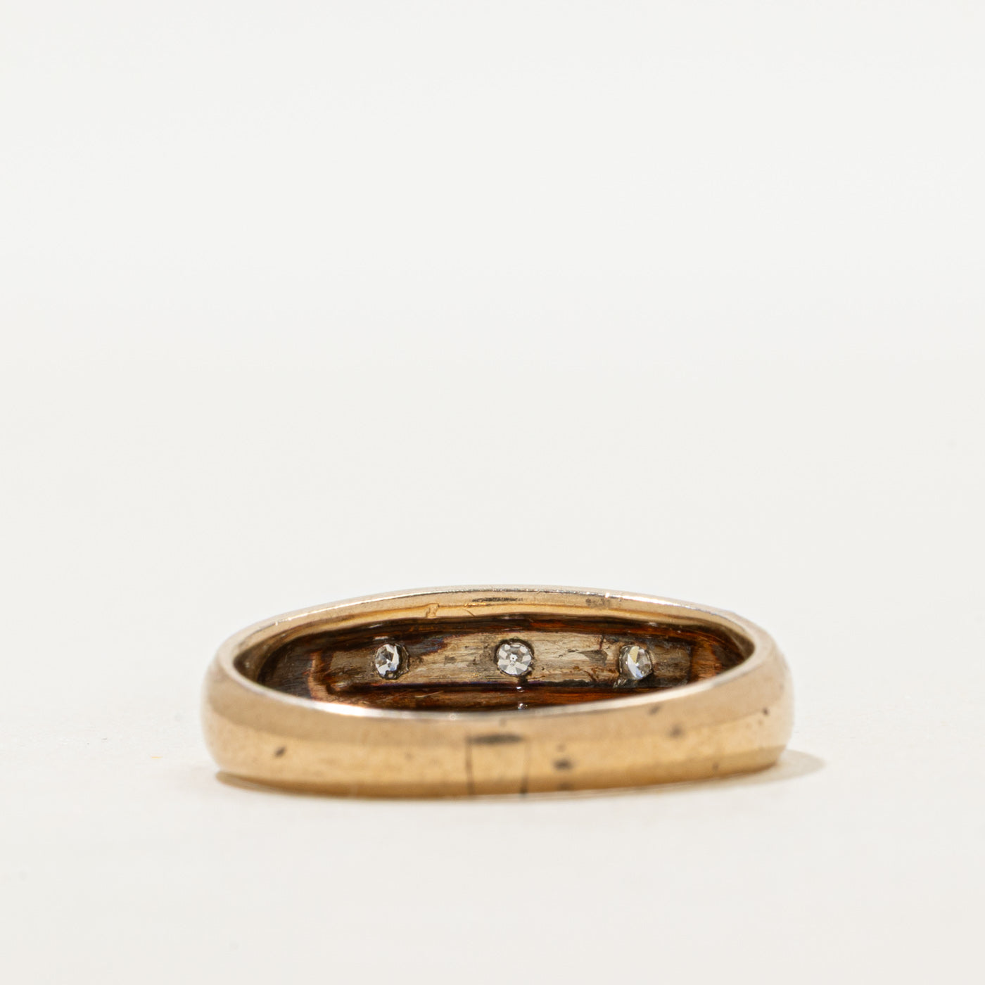 Two Tone Gold Three Stone Diamond Band | SZ 9.25