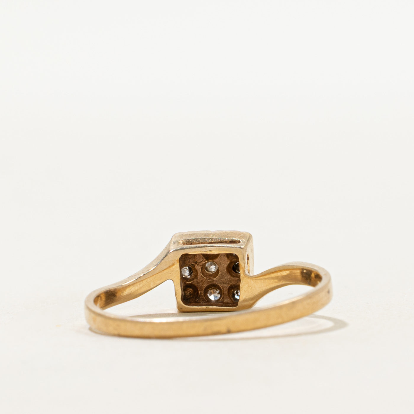 Yellow Gold Diamond Grid Bypass Ring | SZ 7.75