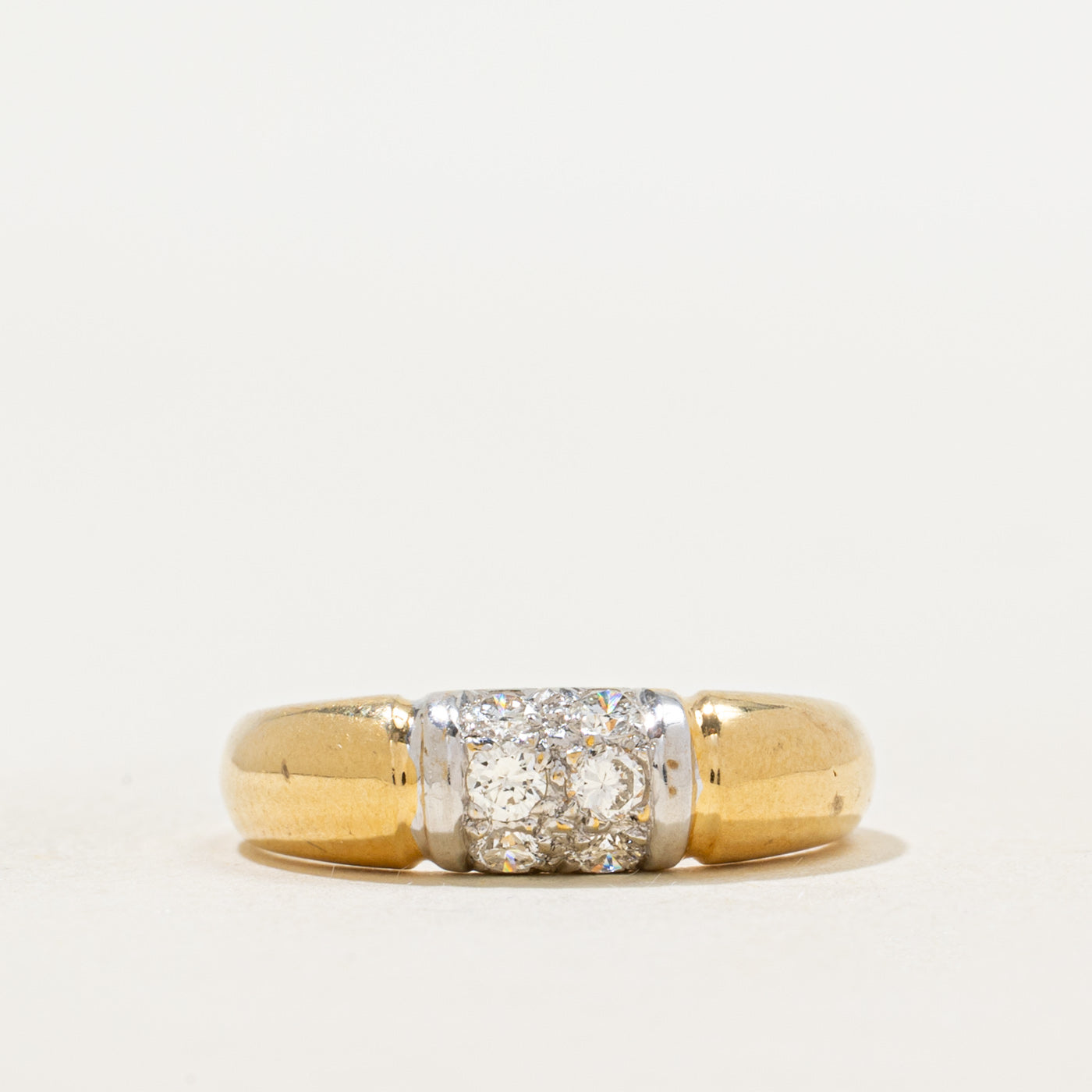Bague dôme en or 18 carats bicolore sertie de diamants | Taille 5