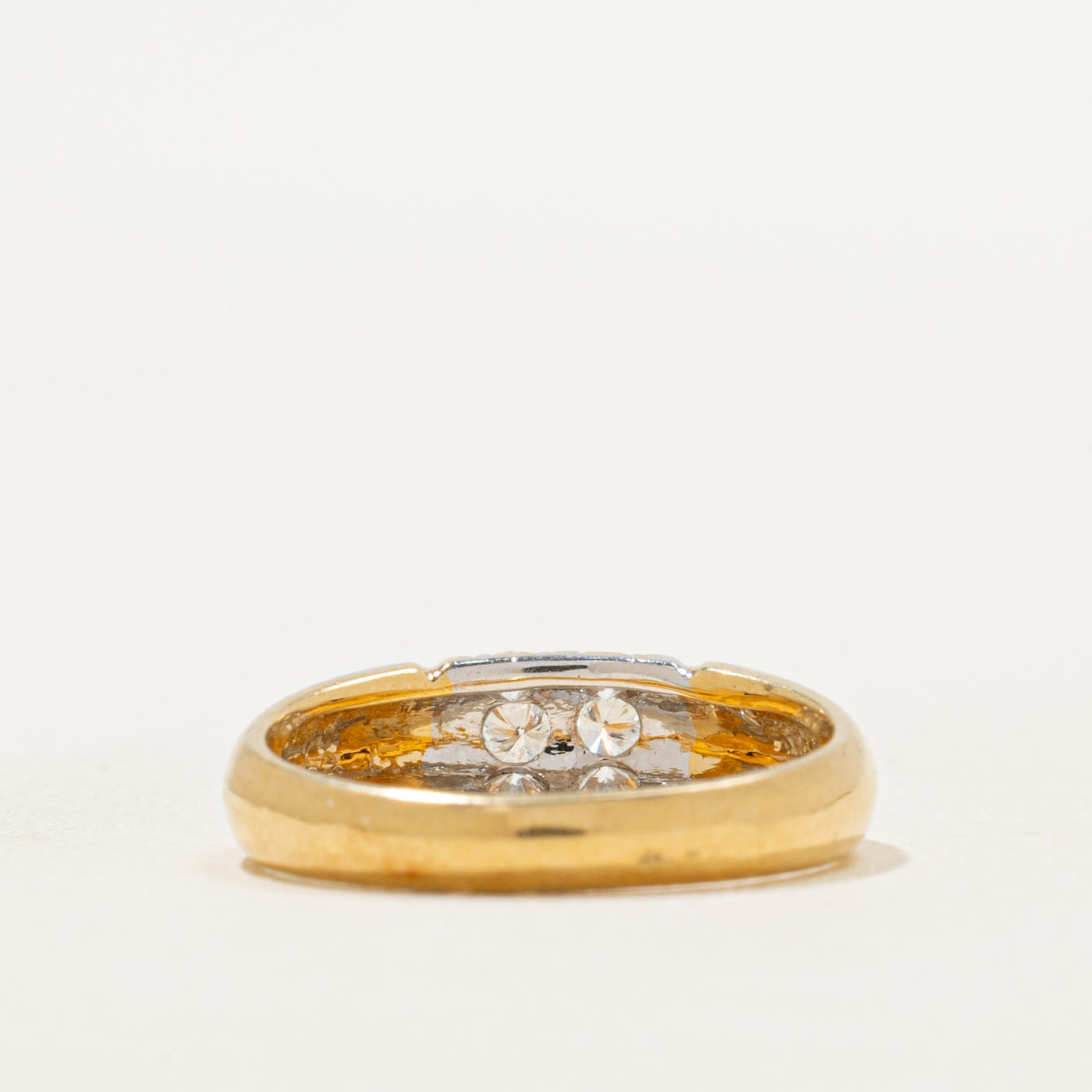 Bague dôme en or 18 carats bicolore sertie de diamants | Taille 5