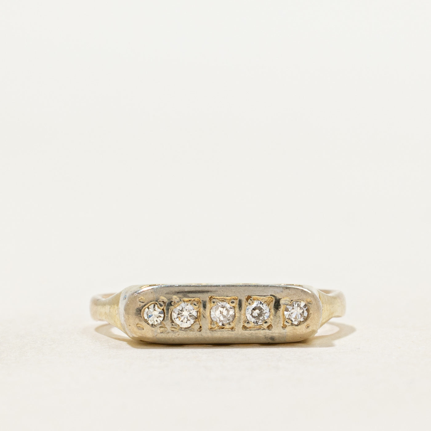 Five Stone Diamond Signet Ring | SZ 3.5