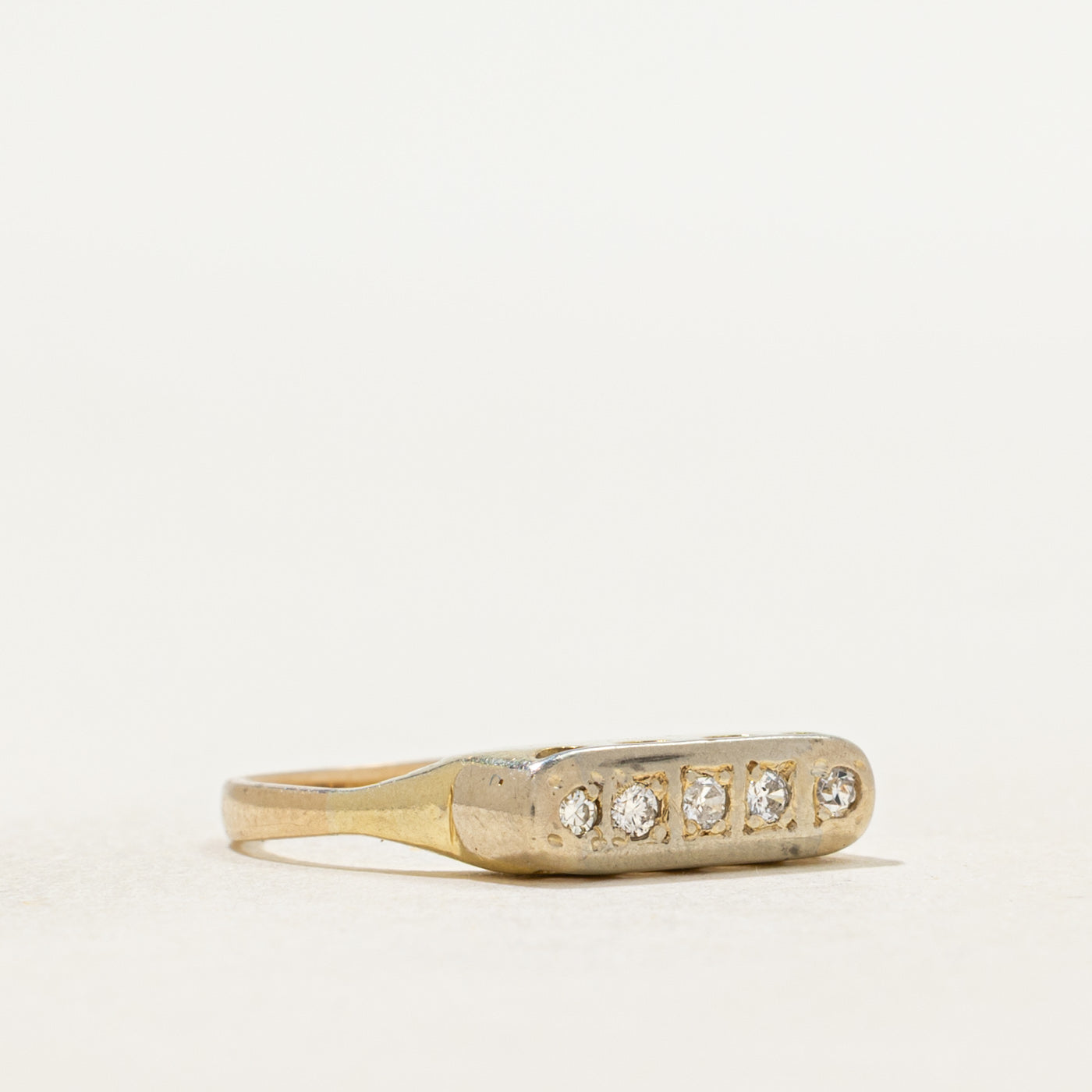 Five Stone Diamond Signet Ring | SZ 3.5