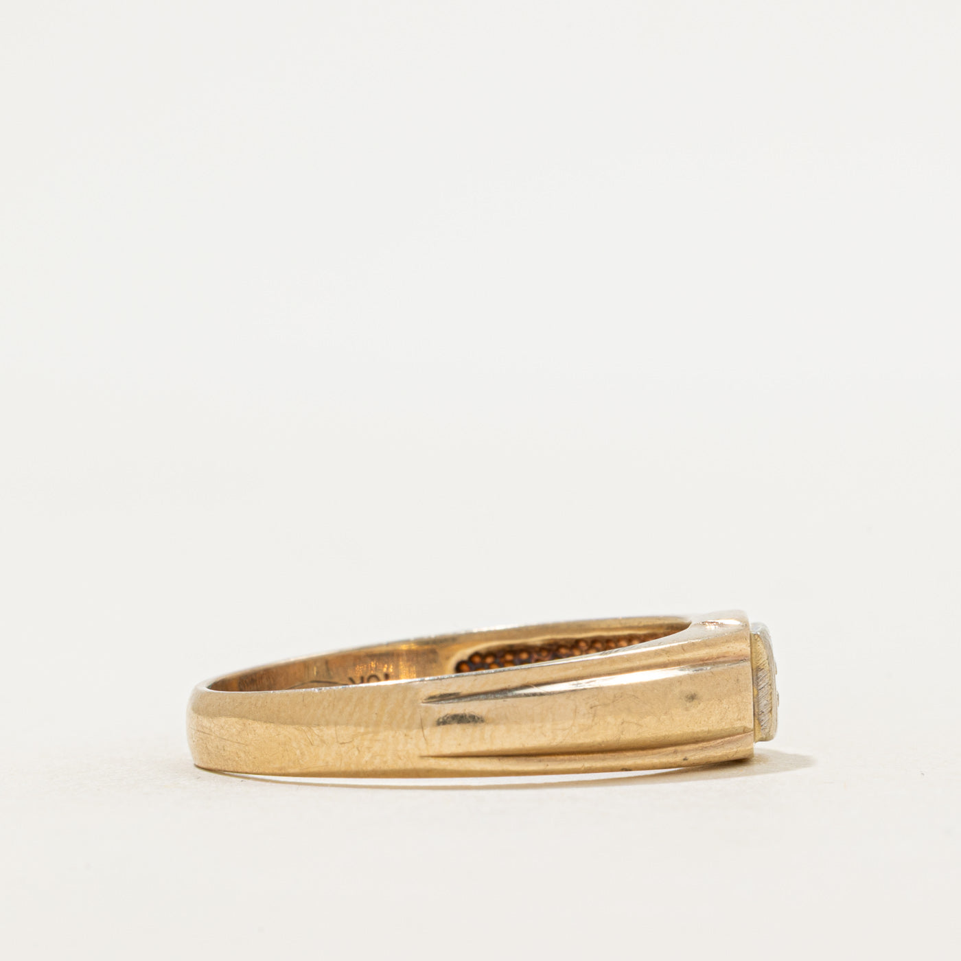 Diamond Square Grooved Ring | SZ 12