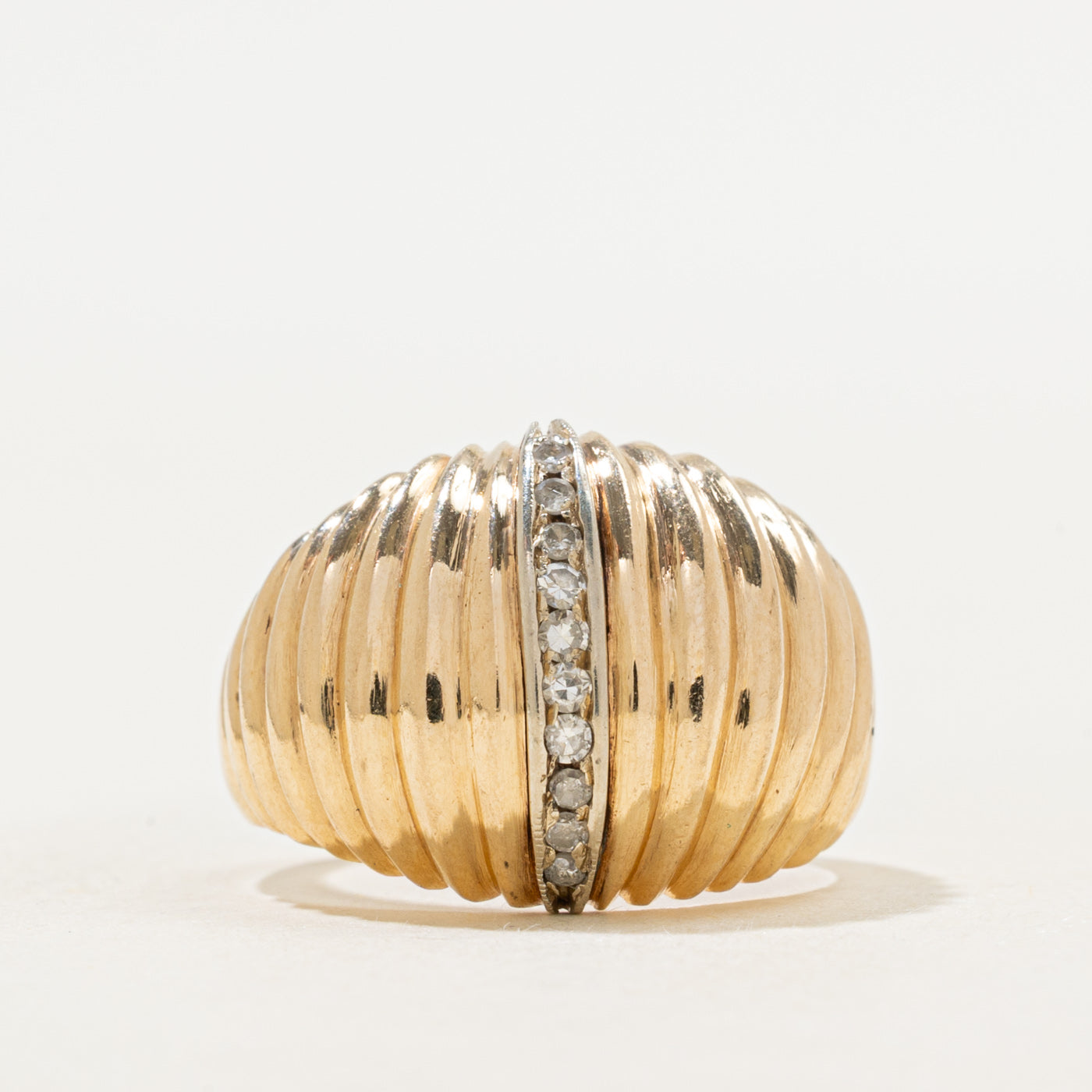 Diamond Column Croissant Dome Ring | SZ 7