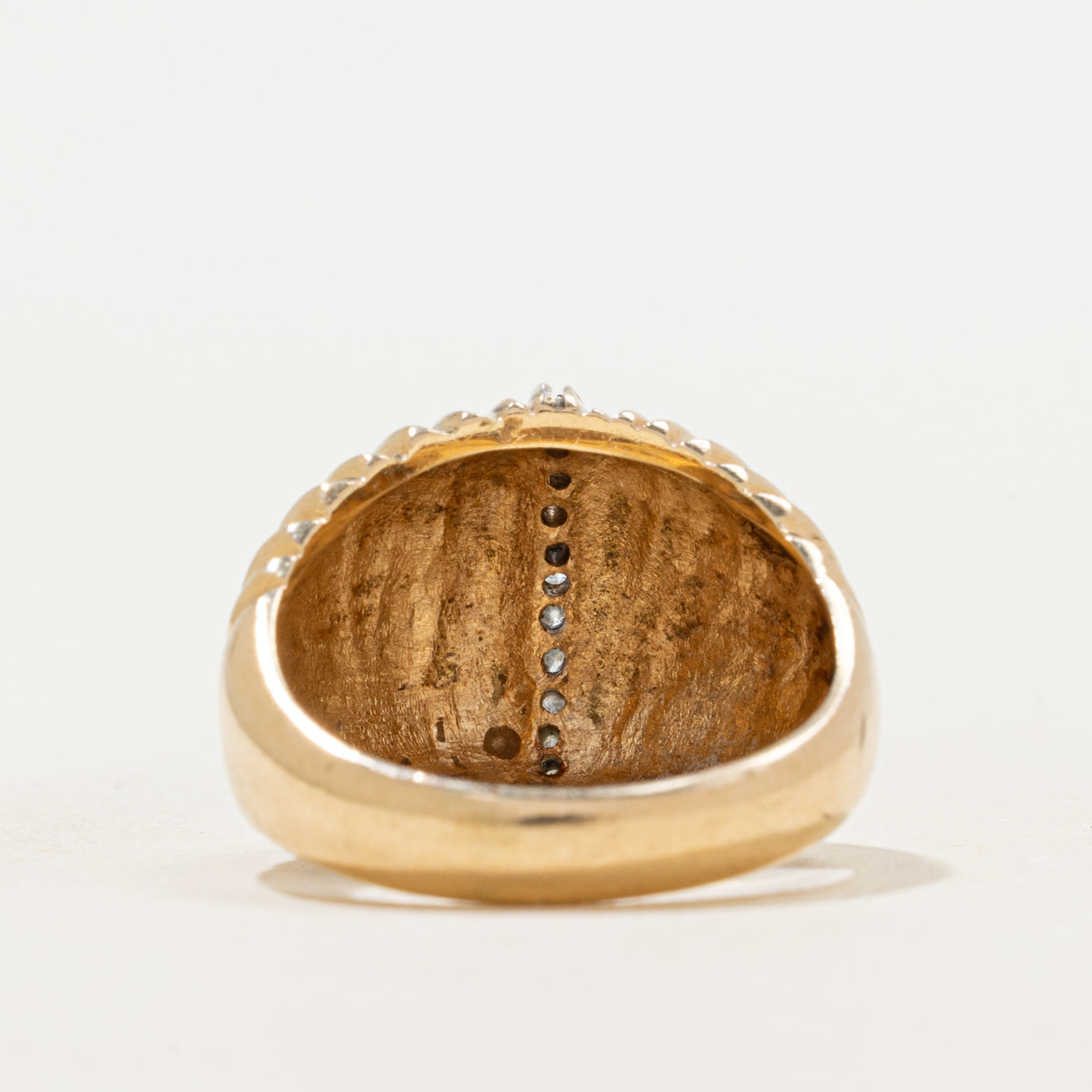 Diamond Column Croissant Dome Ring | SZ 7