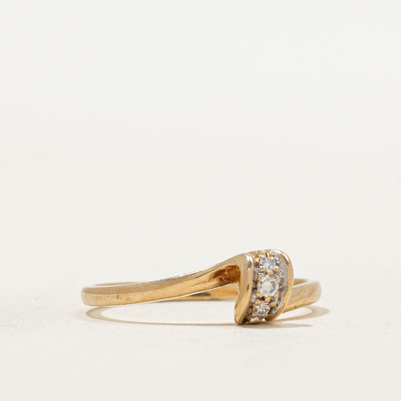 Three Stone Diamond Bypass Ring | SZ 6.25