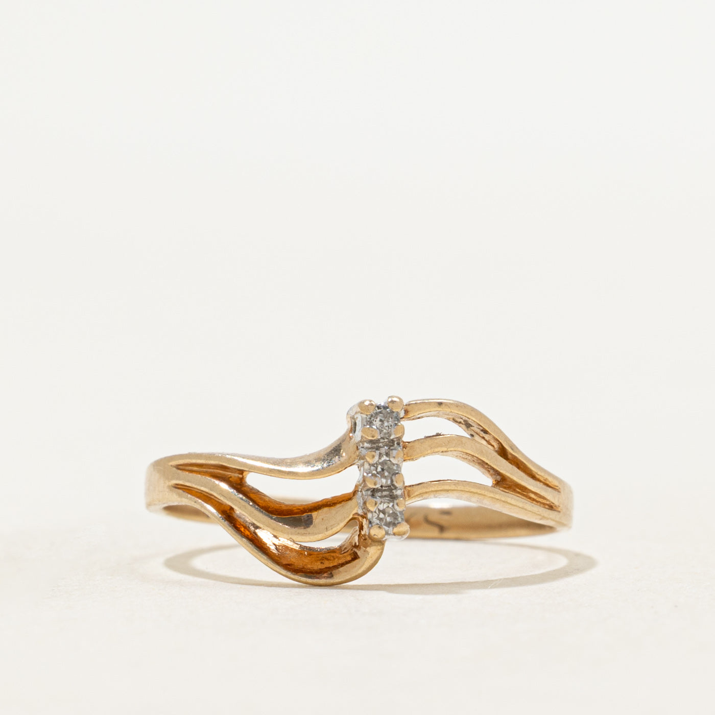 Diamond Column Open Wave Bypass Ring | SZ 6.25