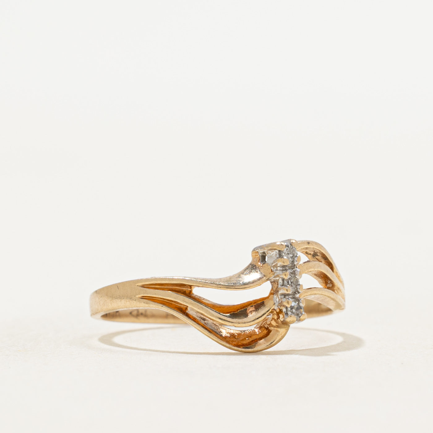 Diamond Column Open Wave Bypass Ring | SZ 6.25
