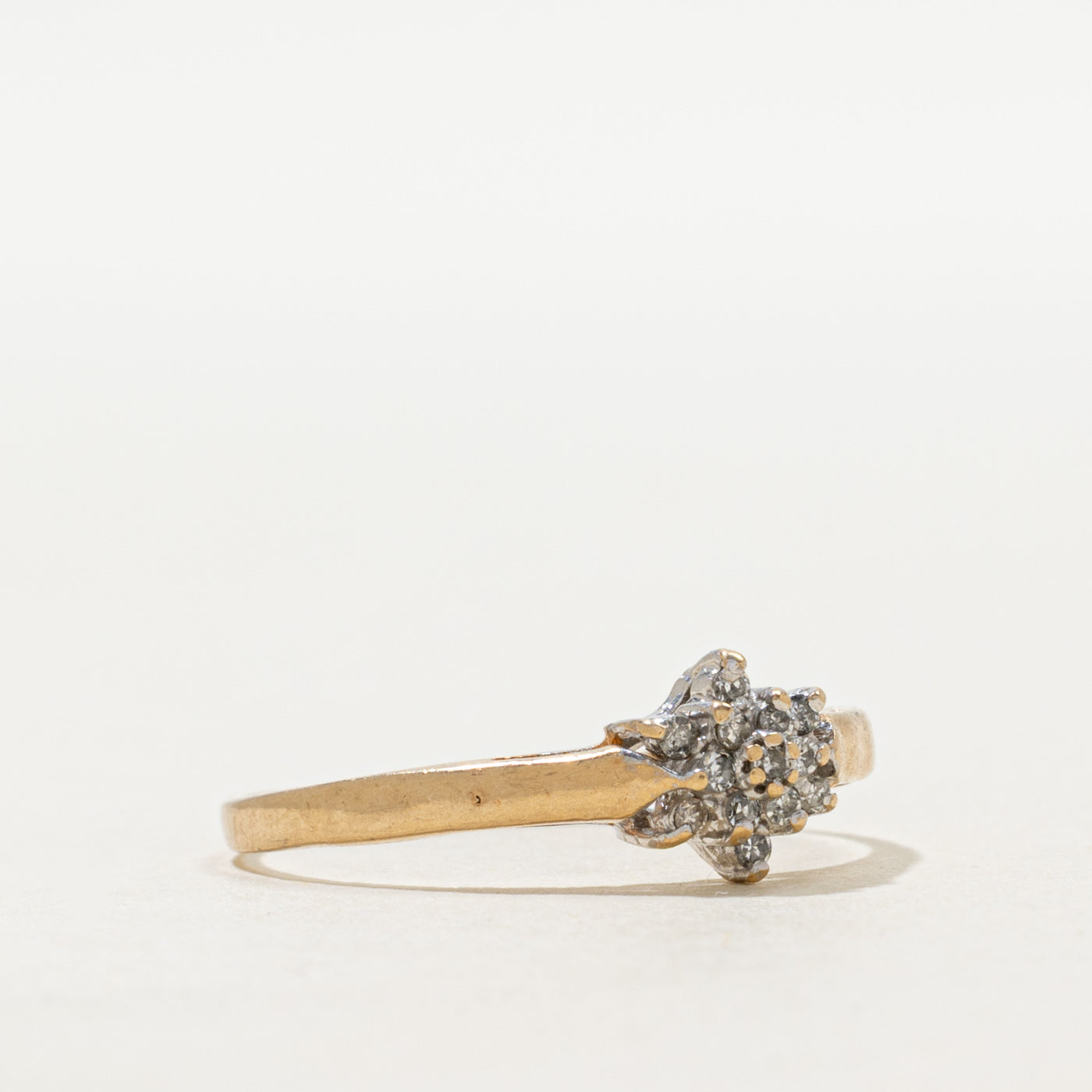 Yellow Gold Diamond Petal Cluster Ring | SZ 7.75