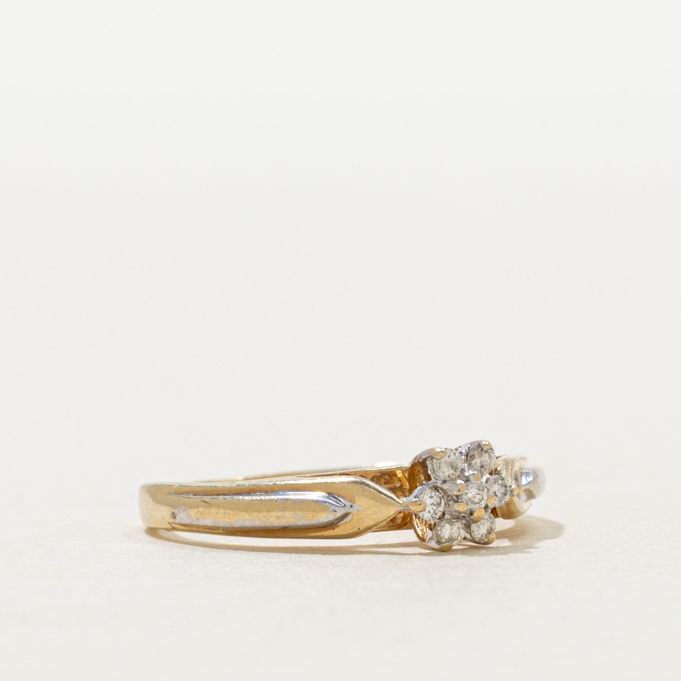 Yellow Gold Diamond Petal Cluster Ring | SZ 3.5