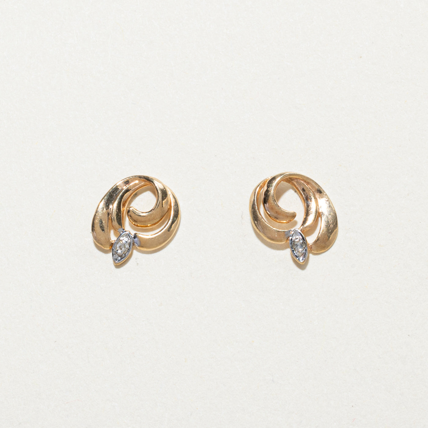 10K Diamond Swirl Stud Earrings | 0.02ctw